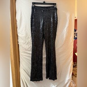 Sincerely Jules Black Sequin Wide Leg Pants XS Great Condition Stretch Waistband